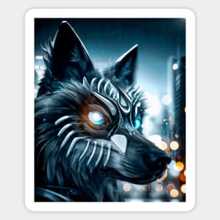 Cyberpunk Wolf (3) - Anthropomorphic Sci fi Wolves Sticker